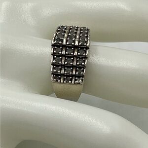 JWBR Sterling Silver & Diamond 3 Tier Cocktail Anniversary Ring Size 8.5